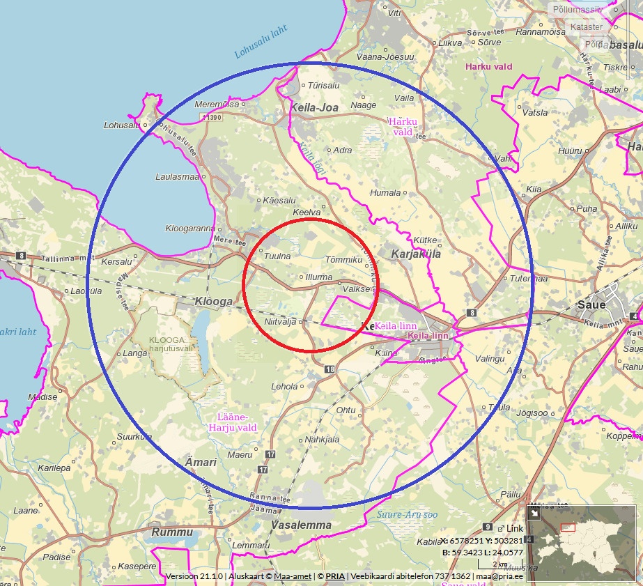Ohustatud (3km) ja järelevalve tsoon (10 klm)