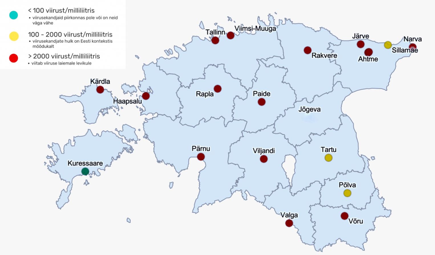 Reoveeuuringu tulemused 8.-12. märtsil. Allikas Tartu Ülikool