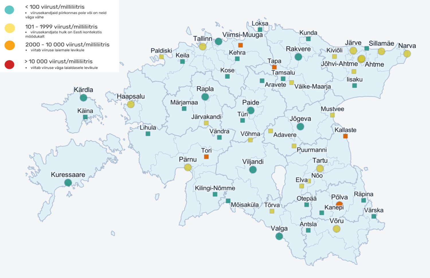 Reoveeuuringu tulemused 31. mail – 4. juunil. Allikas Tartu Ülikool