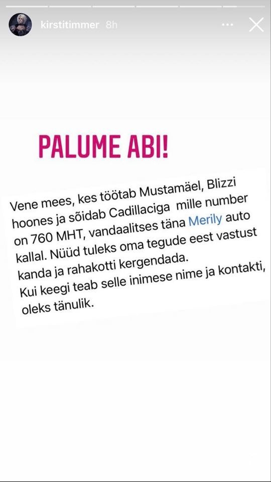 Selgeltnägija Merily Timmer ei suutnud oma võimetega leida üles inimest, kes tema autot lõhkus 4 minaeg