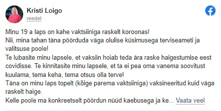 Kristi Loigo: Minu 19-aastane laps on kahe vaktsiiniga raskelt koroonas, KES VASTUTAB? 4 vulkaan 1