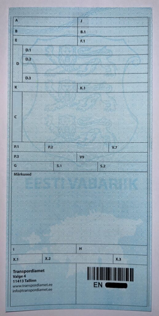 Reg.tunnistus tagakulg