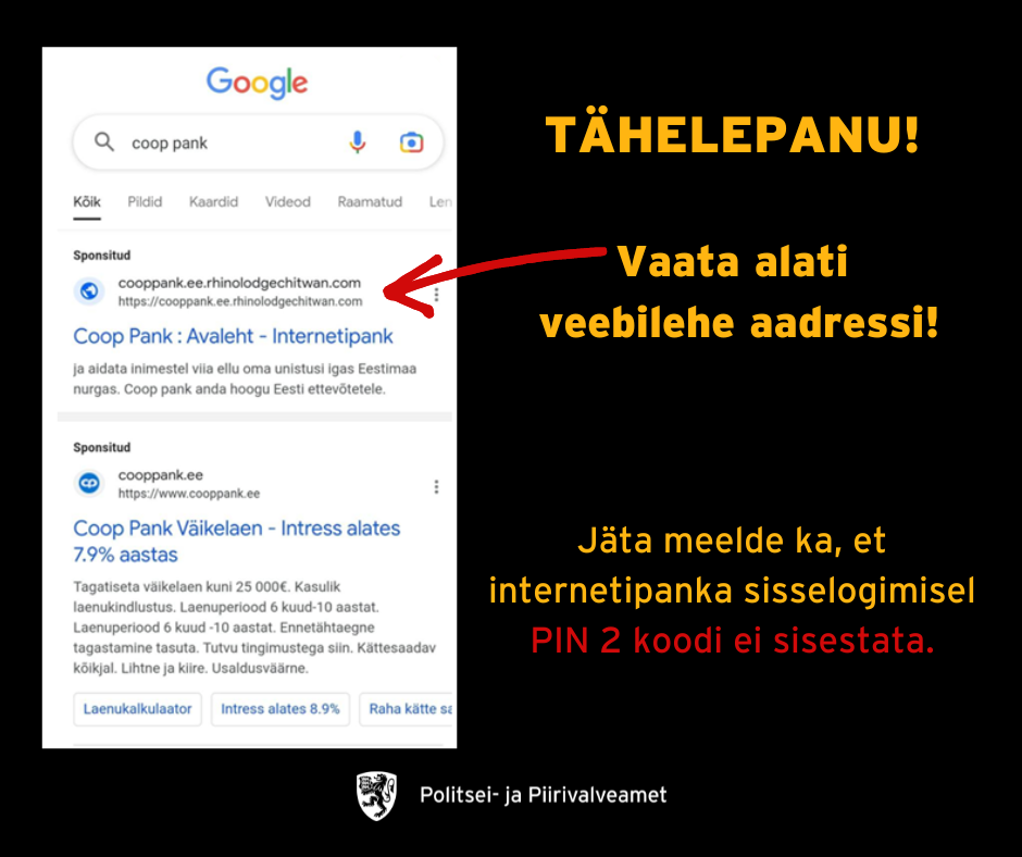 <strong>Politsei hoiatab: Kelmid jäljendavad pankade veebilehti</strong> 5 TAHELEPANU 2 1
