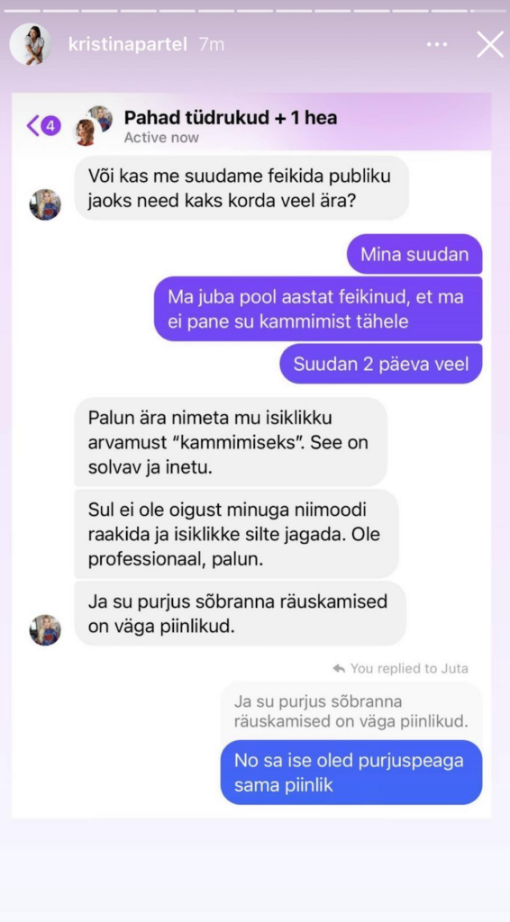 Avalikult tülis! Kristina Pärtelpoeg avaldas okkalise vestluse Brigitte Susanne Hundiga 4 screenshot 2023 07 06 at 103048